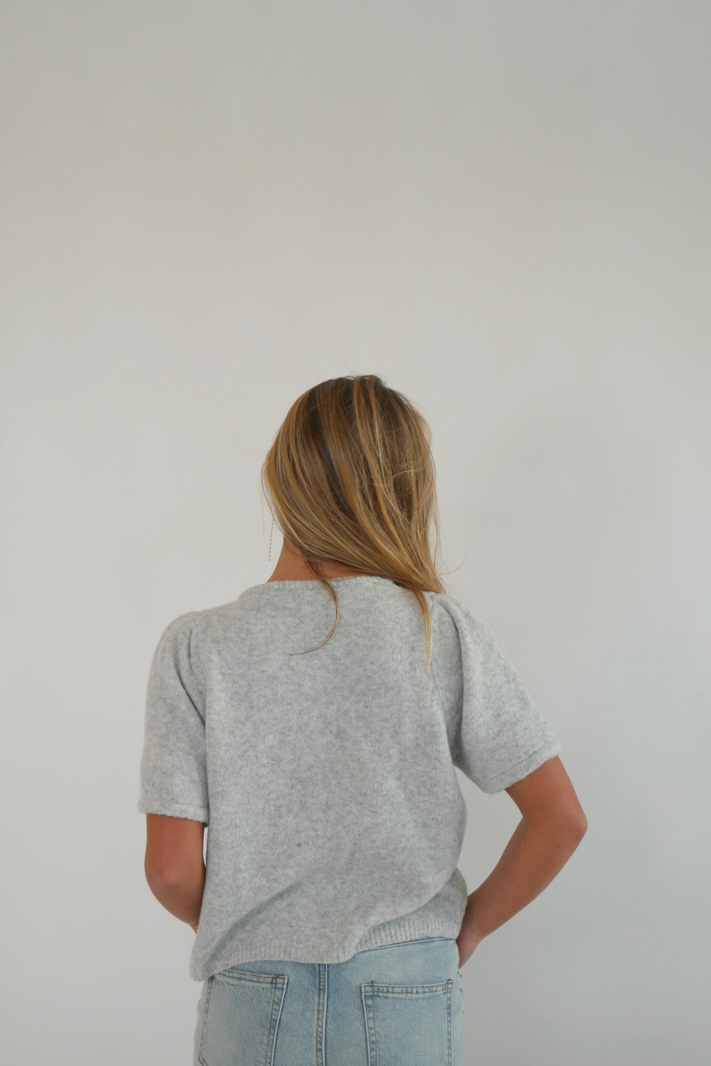 Short Sleeve Cardigan - Gray