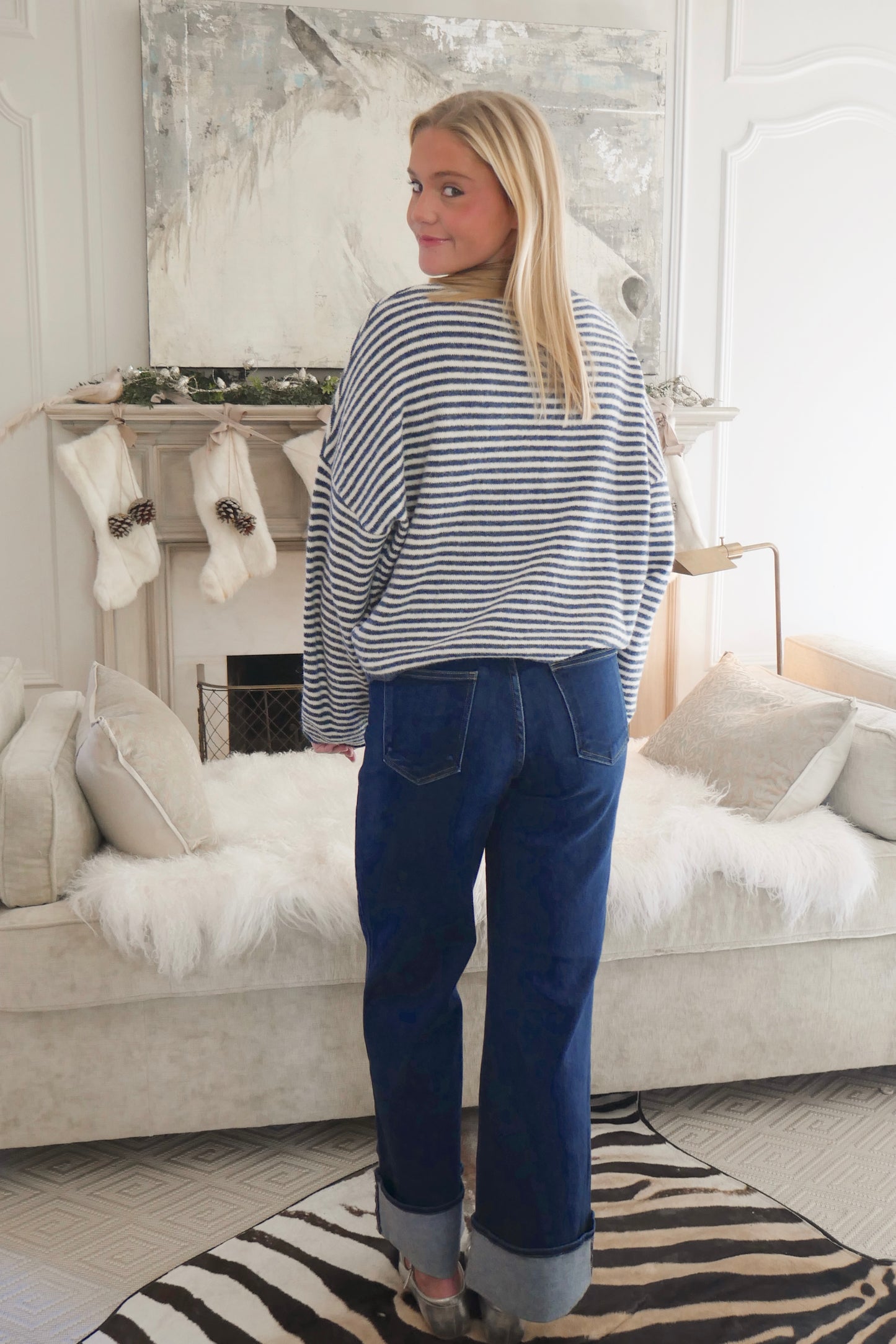 Piper Cardigan - Blue & White