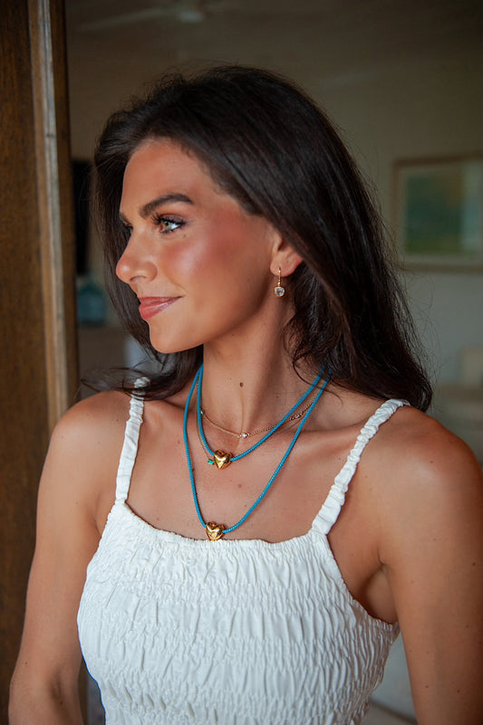 Turquoise Rope Heart Necklace - Short