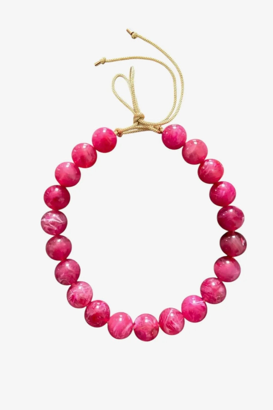 Chunky Beaded Necklace - Fuchsia 18mm