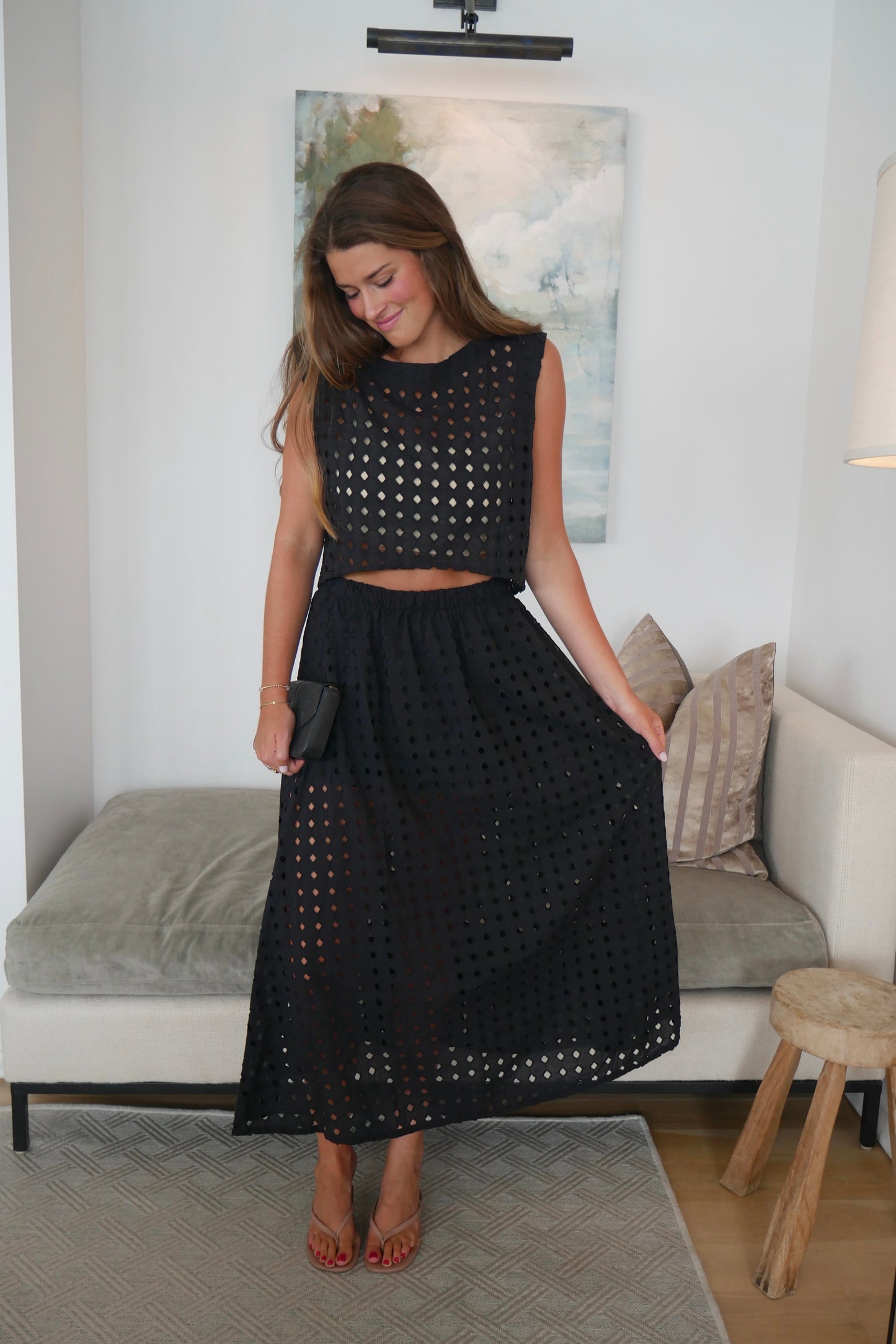 Black Eyelet Top