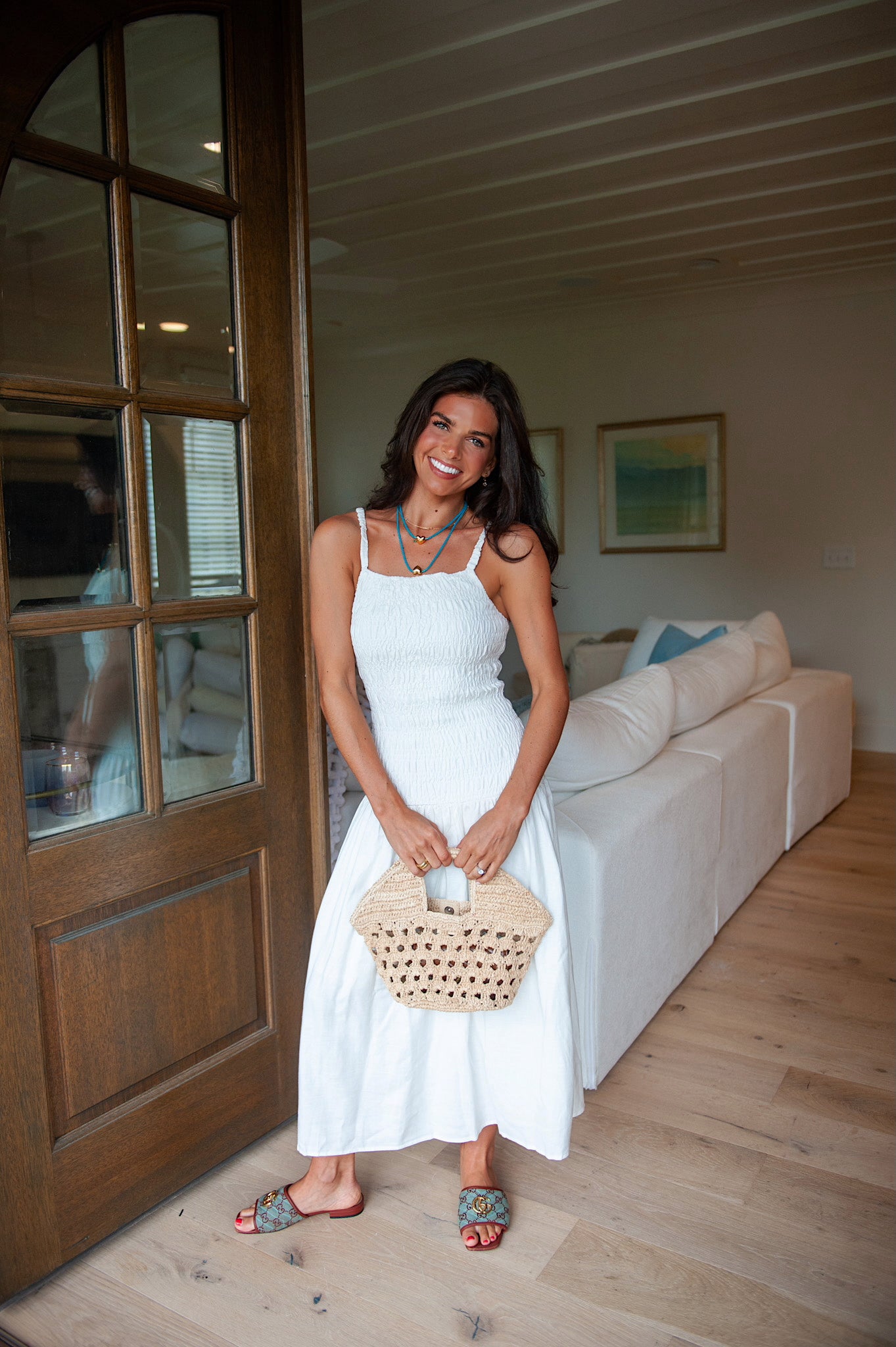 The Bailey Smocked Maxi In White