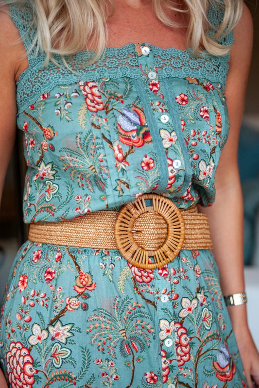 Adjustable Wooden Belt In Tan