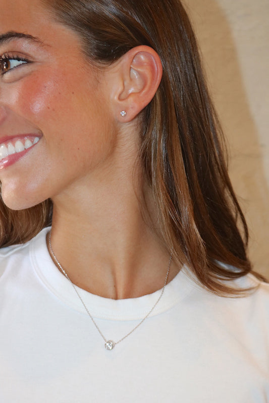 The Taylor Large Silver Stud Necklace