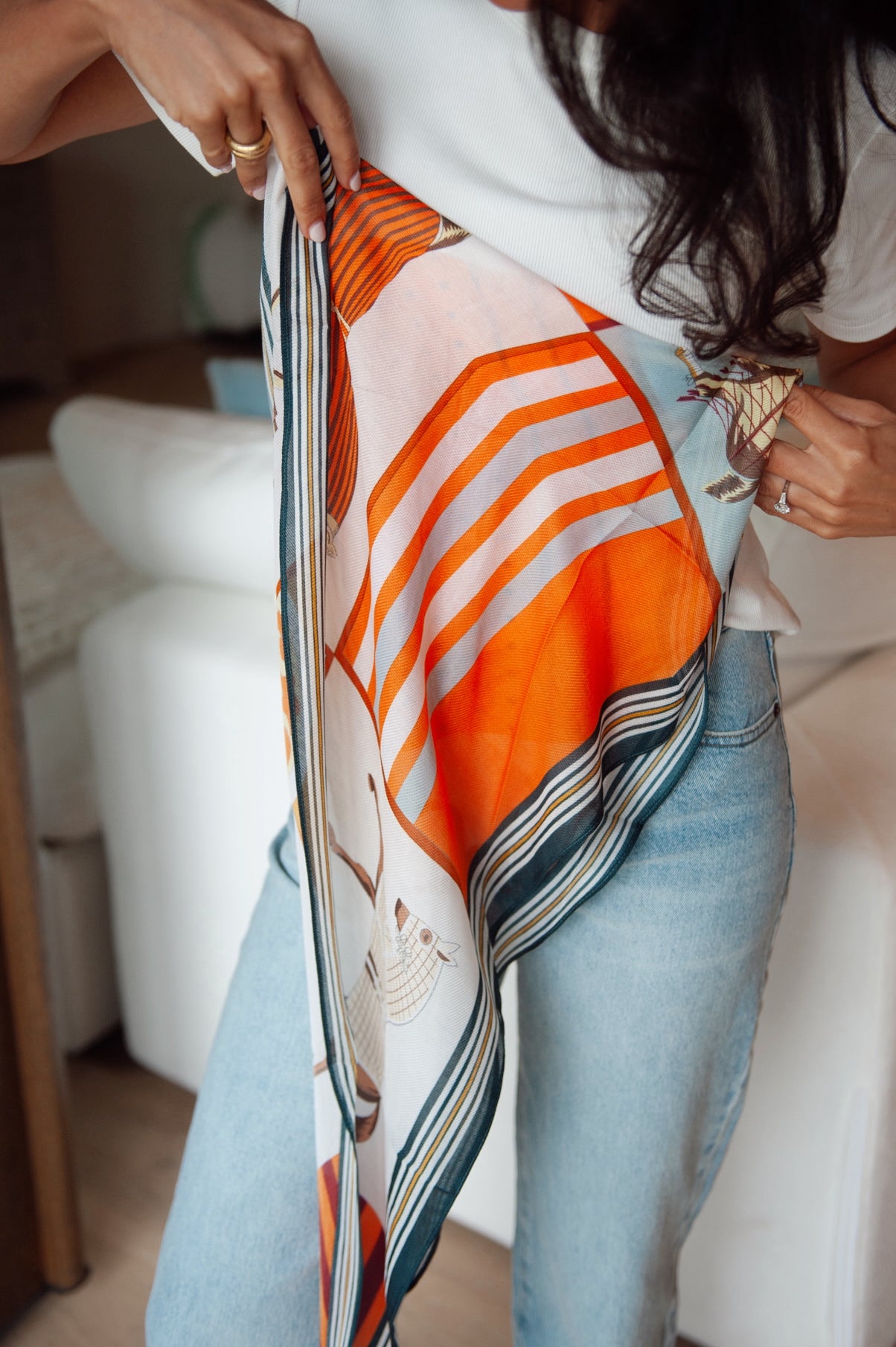 Anne Adams Scarf In Orange