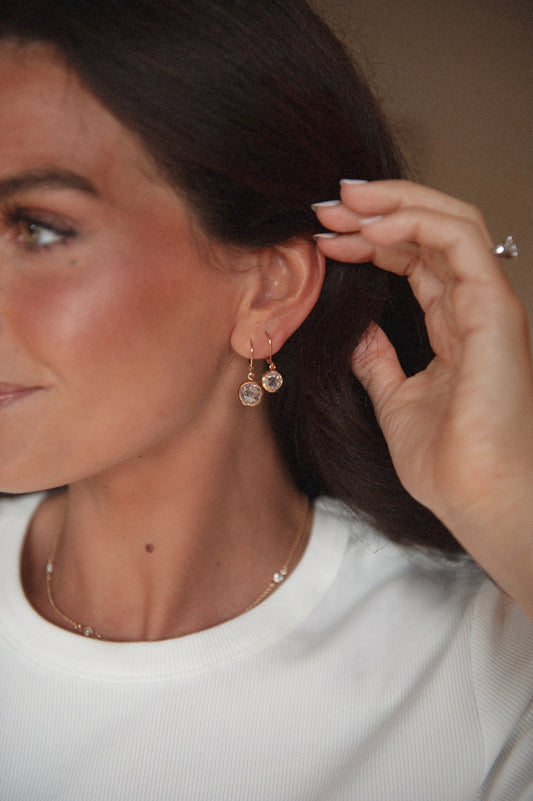 Large Gold Bezel Diamond Earrings