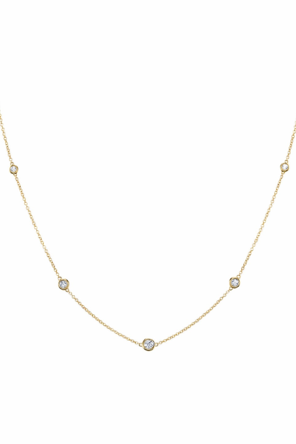 Gold Diamond Bezel Strand Necklace