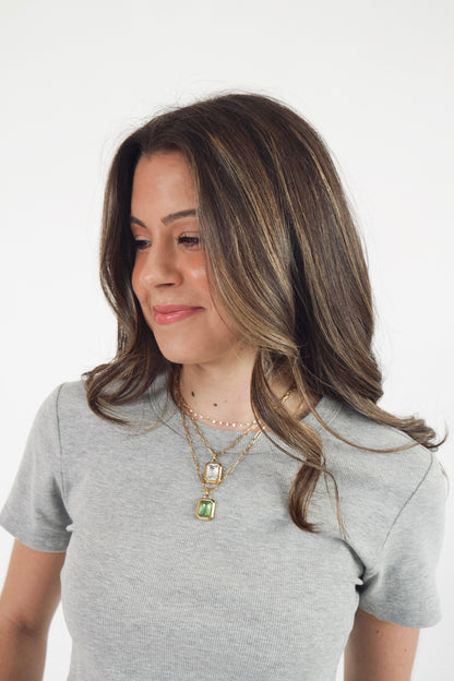 Rectangle Pendent - White/Clear