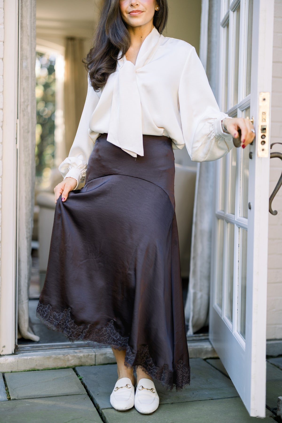 Blakely Lace Skirt - Brown
