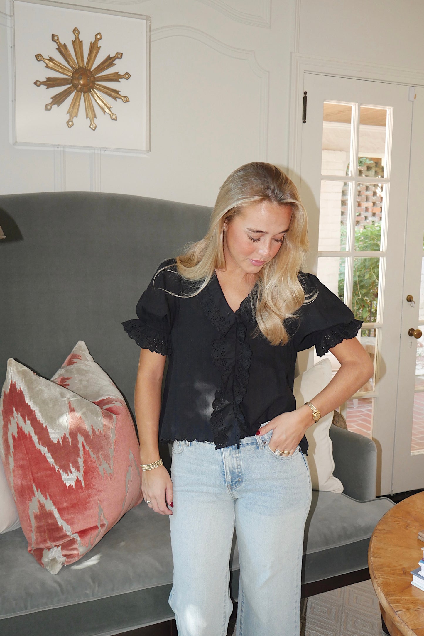 Rachel Ruffle Blouse In Black