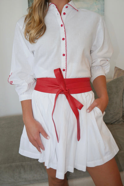 Red Leather Wrap Belt