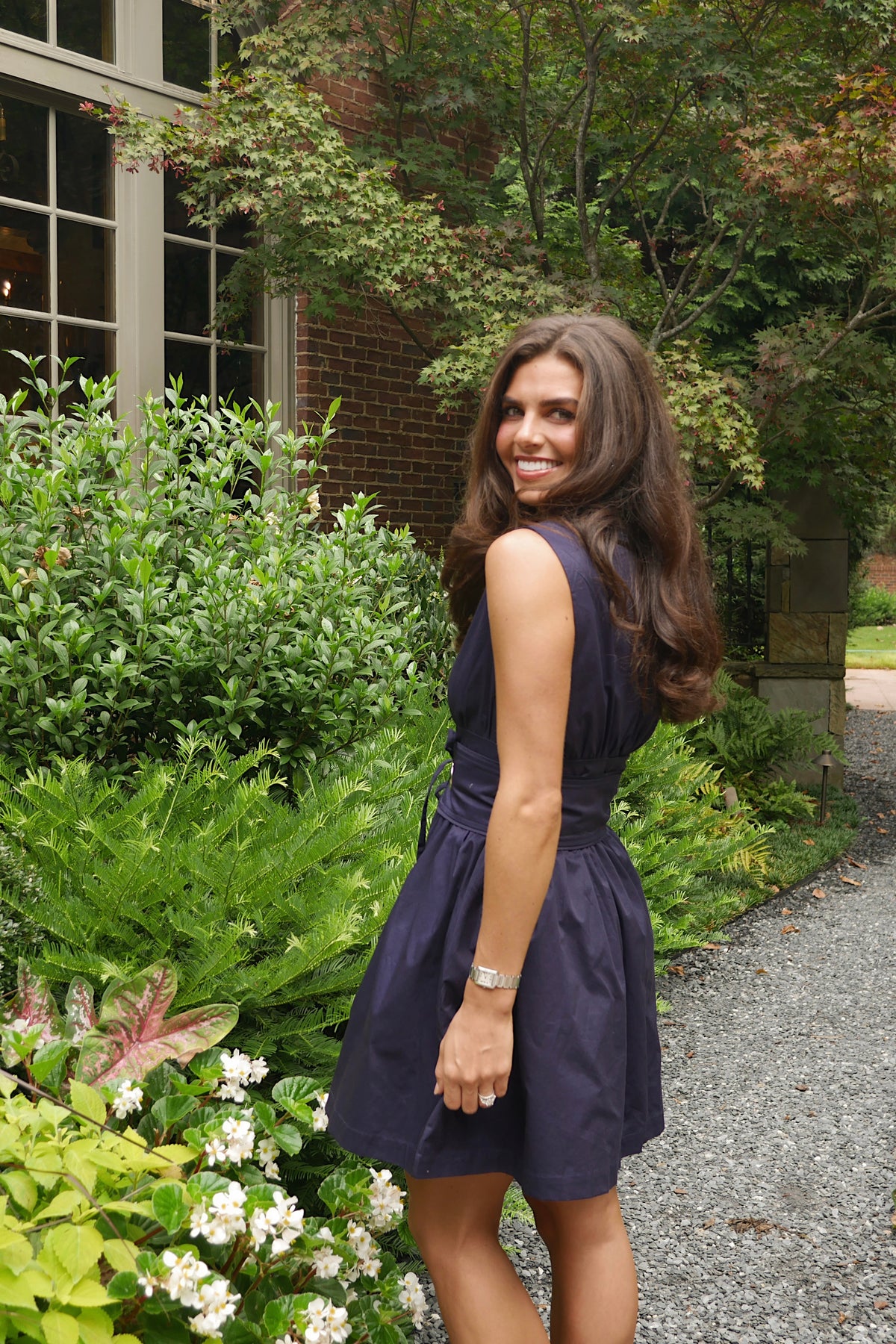 Cambrie Belted Mini Dress - Navy