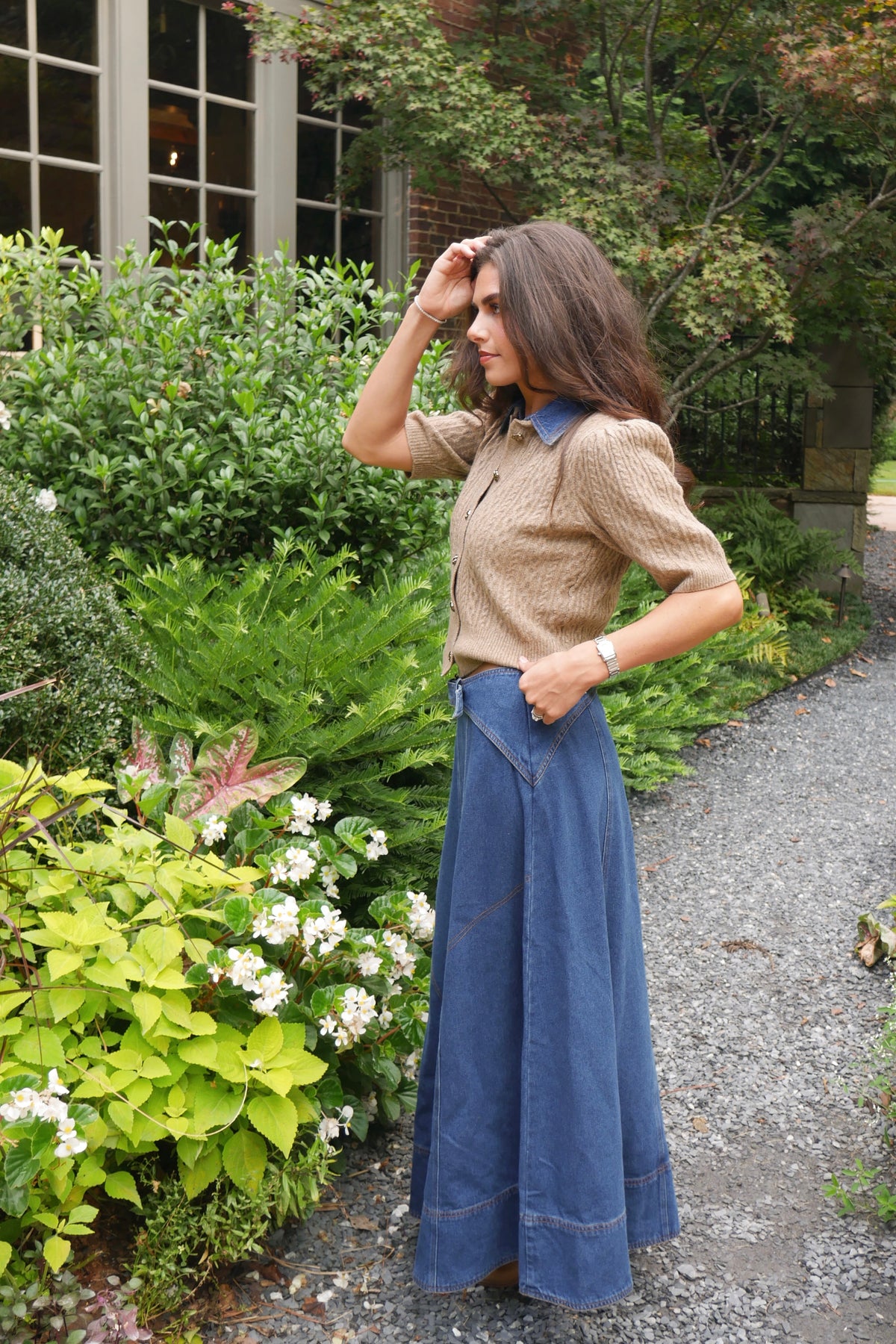 Belted Denim Skirt