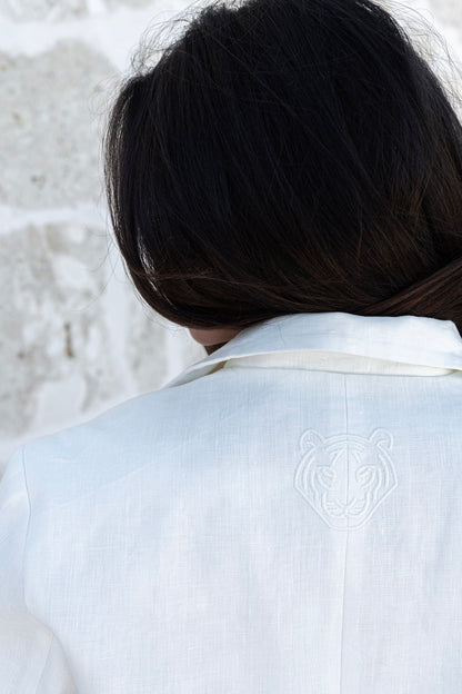 White Linen Blazer