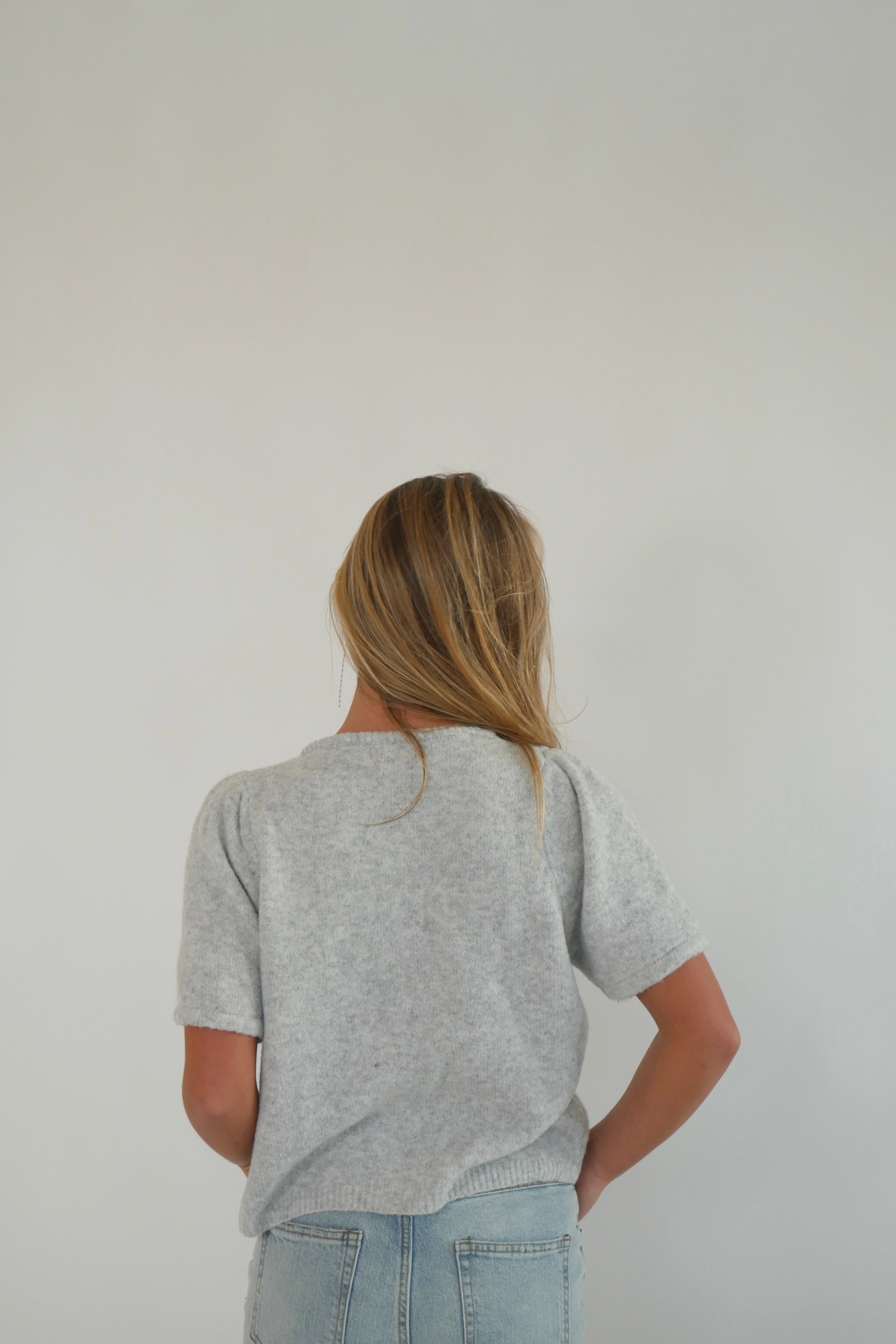 Short Sleeve Cardigan - Gray