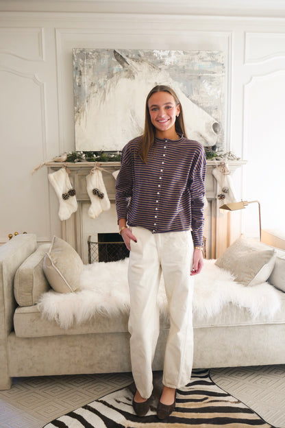 The Sunday Stripes - Navy and Brown