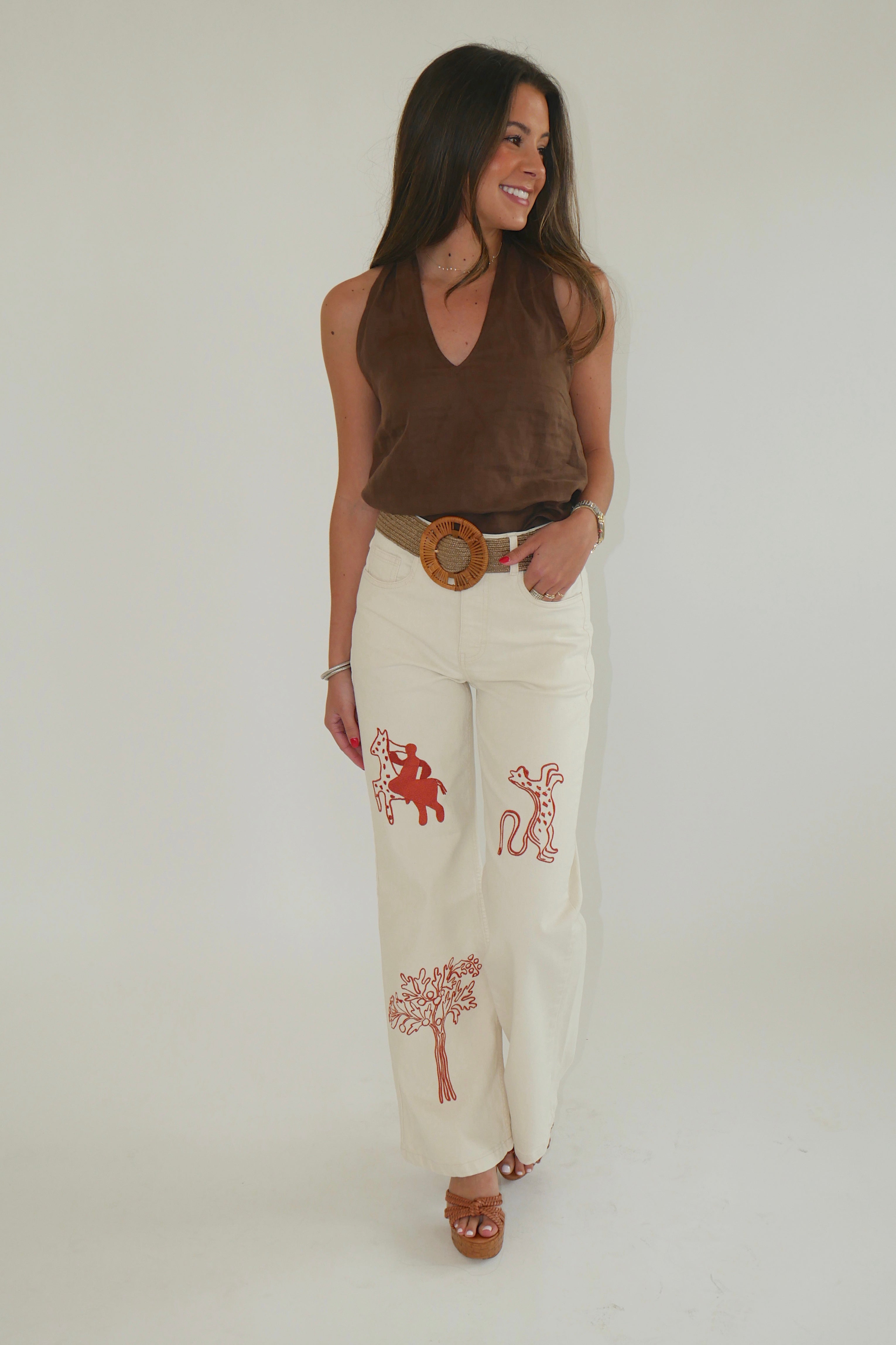 Adjustable Wooden Belt In Mocha