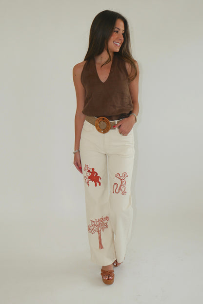 Adjustable Wooden Belt In Mocha