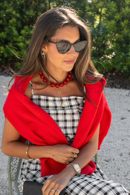 CHERRY RED BEADED NECKLACE