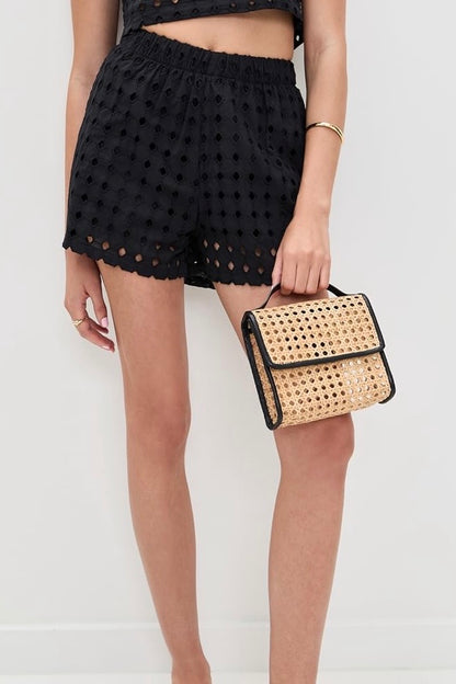 Black Eyelet Shorts