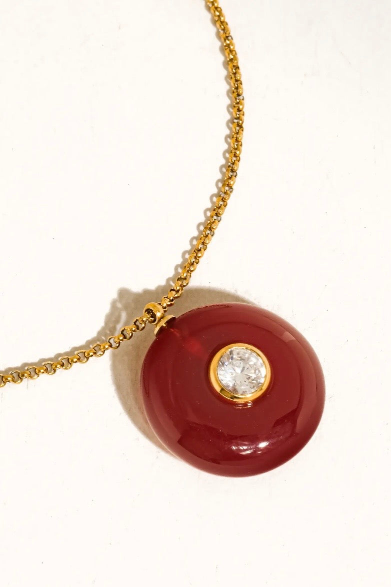 Burgundy 18K Gold Necklace