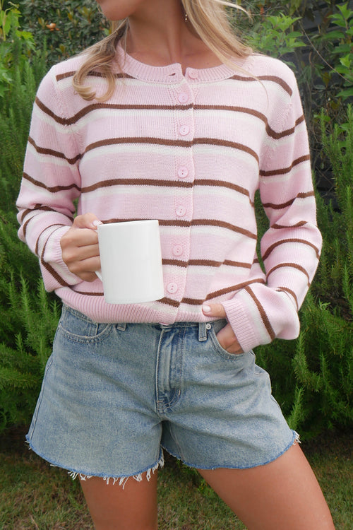 Blush Mocha Stripe Cardigan