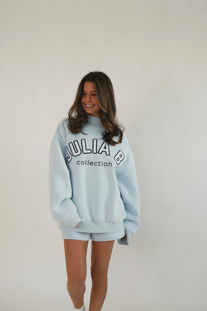 JULIA B. MOCK NECK SWEATSHIRT - LIGHT BLUE