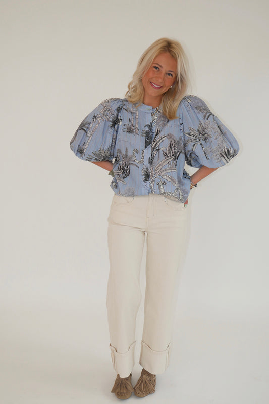 Balloon Shirt Tropique Light Blue Blouse