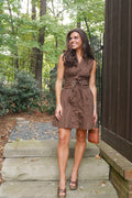 Cambrie Belted Mini Dress - Brown