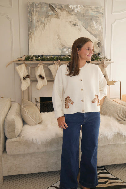 Western Cardigan Sweater In Cream