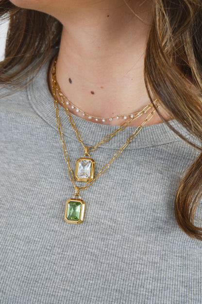 Rectangle Pendent - White/Clear