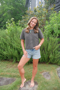 Short Sleeve Cardigan - Brown