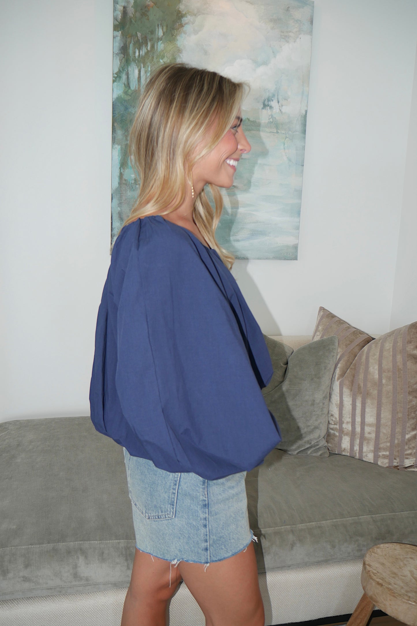 The Louise Bubble Blouse - Navy