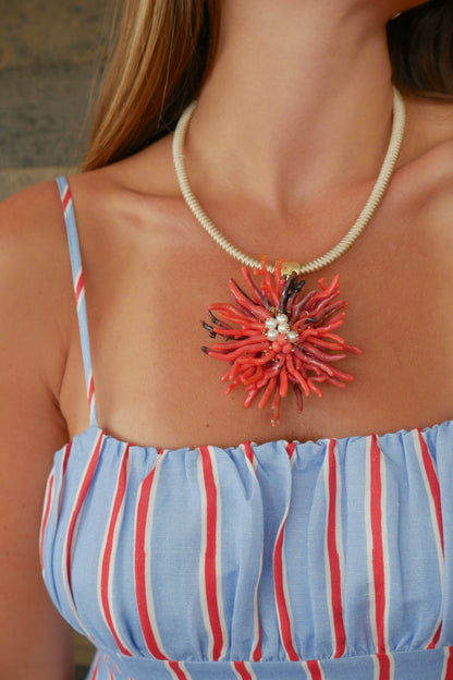 Red Coral Flower Necklace