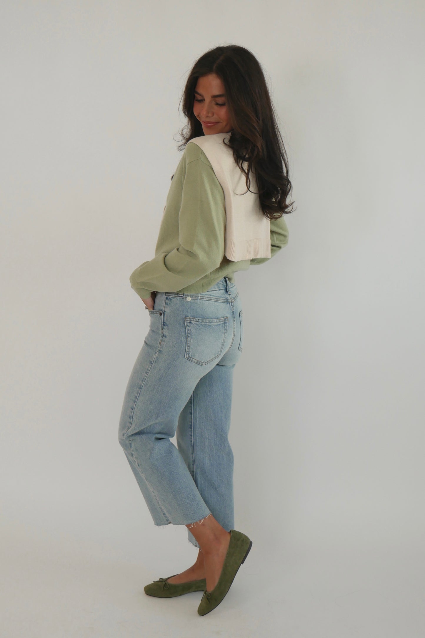 Aberdeen Wide Leg Jean - Lighter Washed - Petite