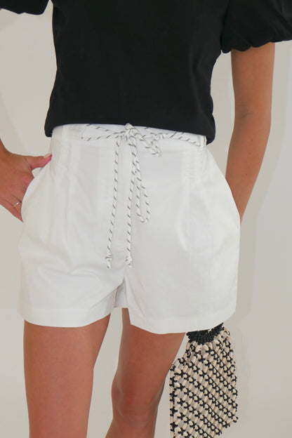 White High Rise Shorts