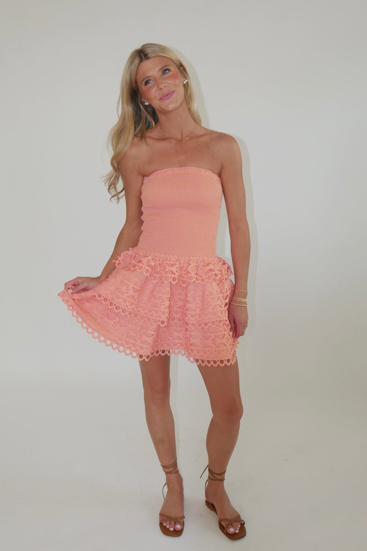 Jessica Trim Dress In Coral