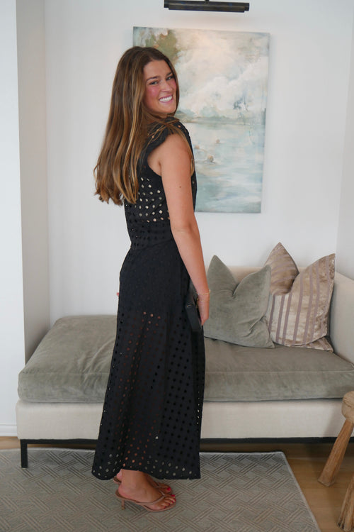 Black Eyelet Top