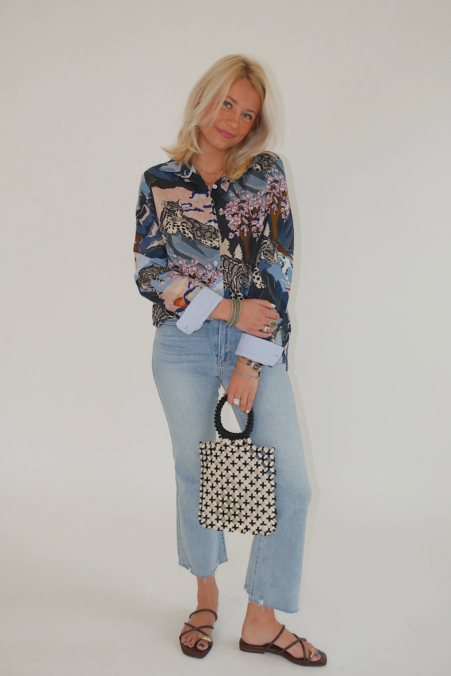 Long Sleeve Snow Leopard Blouse