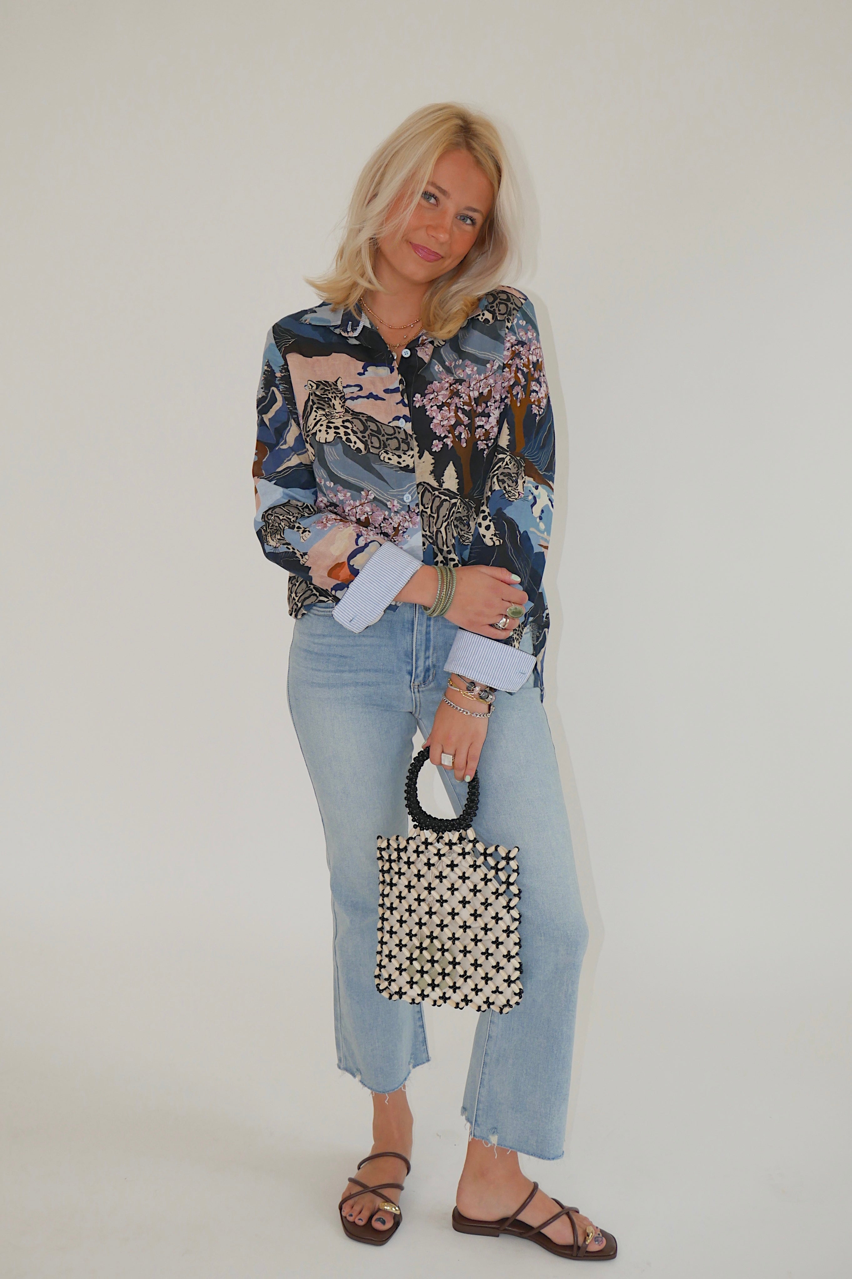 Long Sleeve Snow Leopard Blouse
