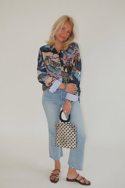Long Sleeve Snow Leopard Blouse