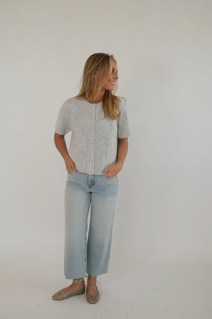 Short Sleeve Cardigan - Gray