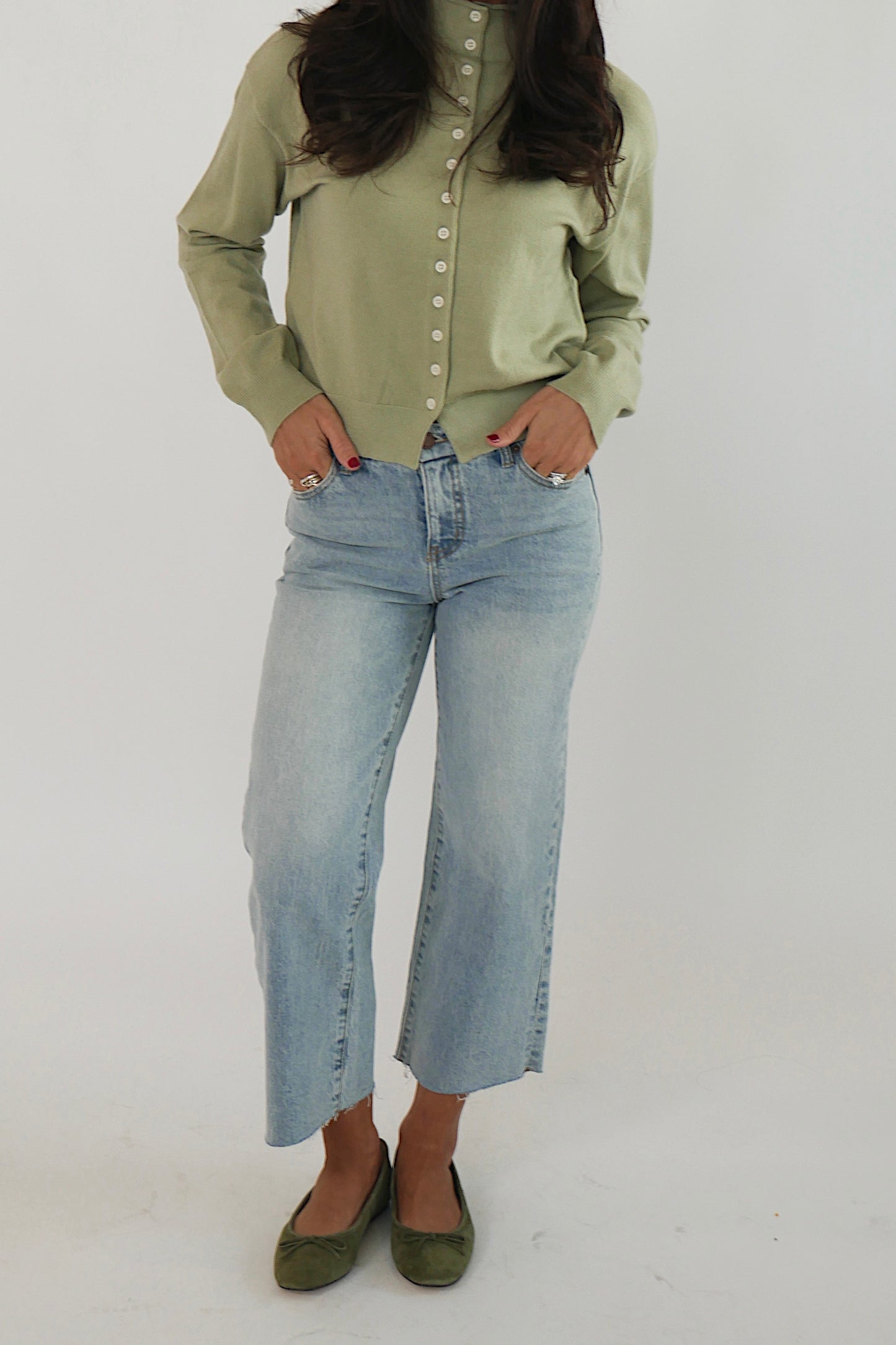 Aberdeen Wide Leg Jean - Lighter Washed - Petite