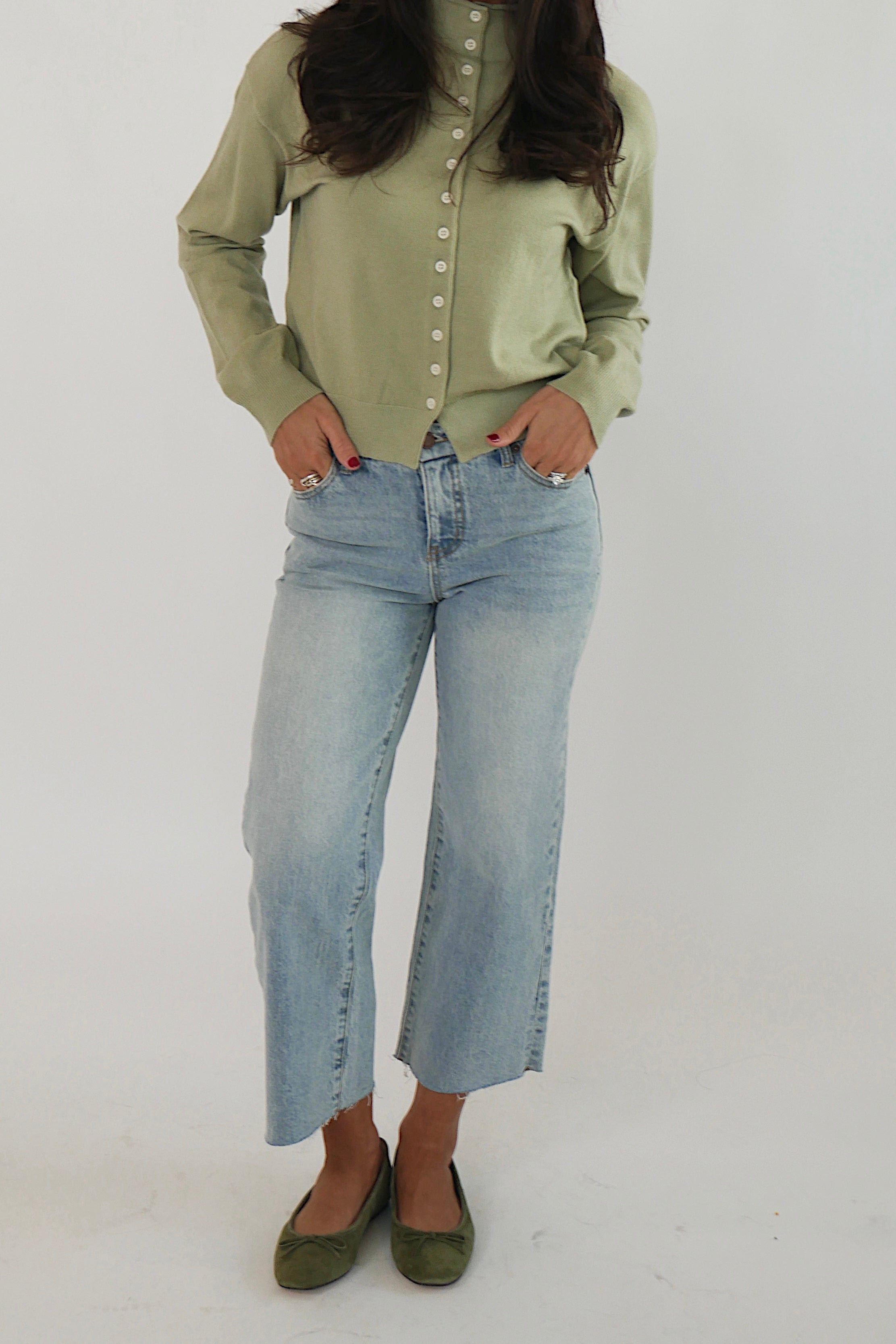 Aberdeen Wide Leg Jean - Lighter Washed - Petite