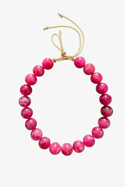 Chunky Beaded Necklace - Fuchsia 18mm