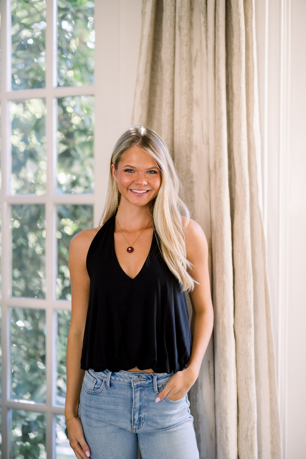 Halter Bubble Top - Black