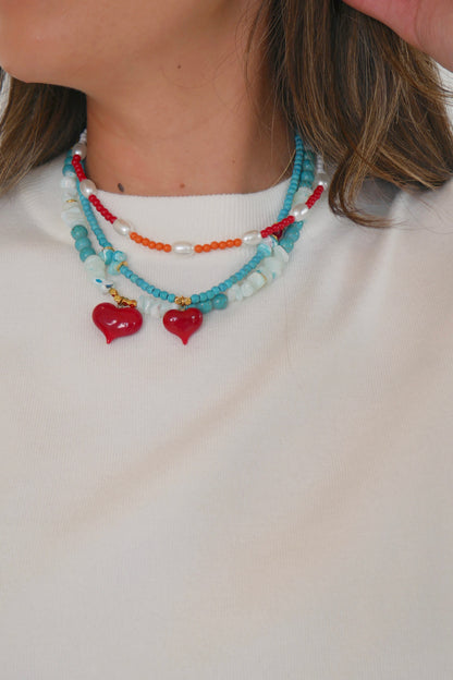 Orange and Red Pearl Necklace
