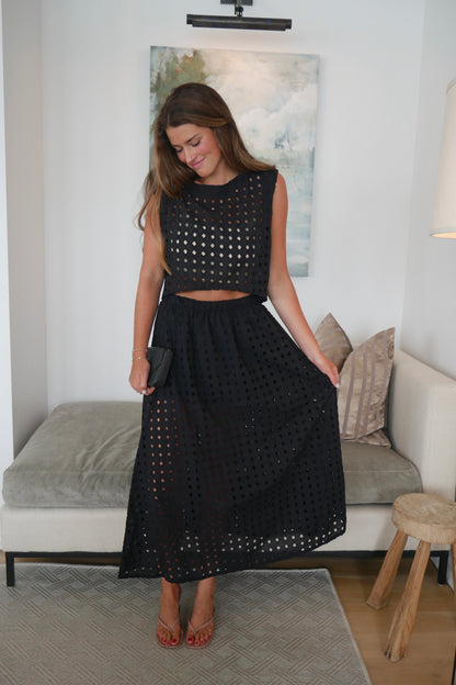 Black Eyelet Skirt