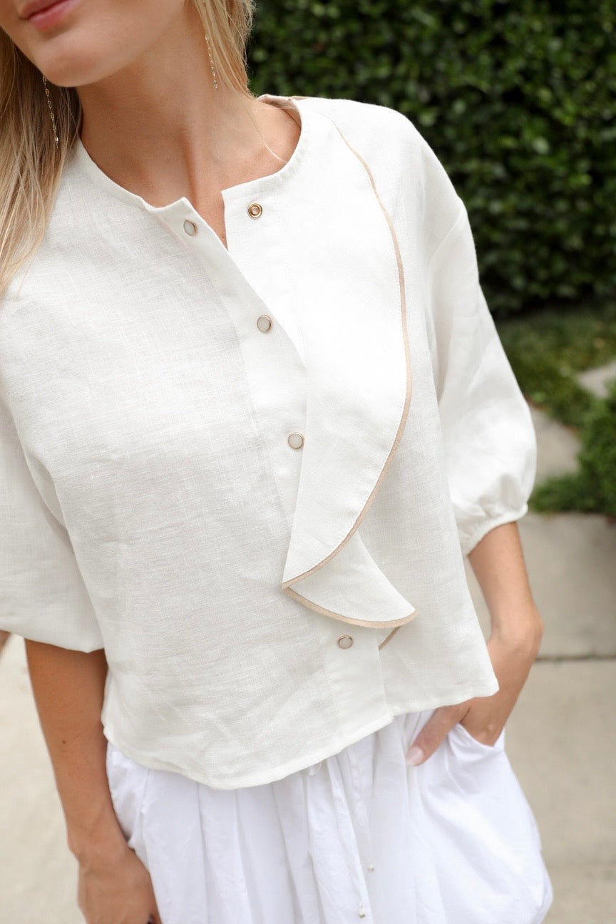 Coral Off White Blouse