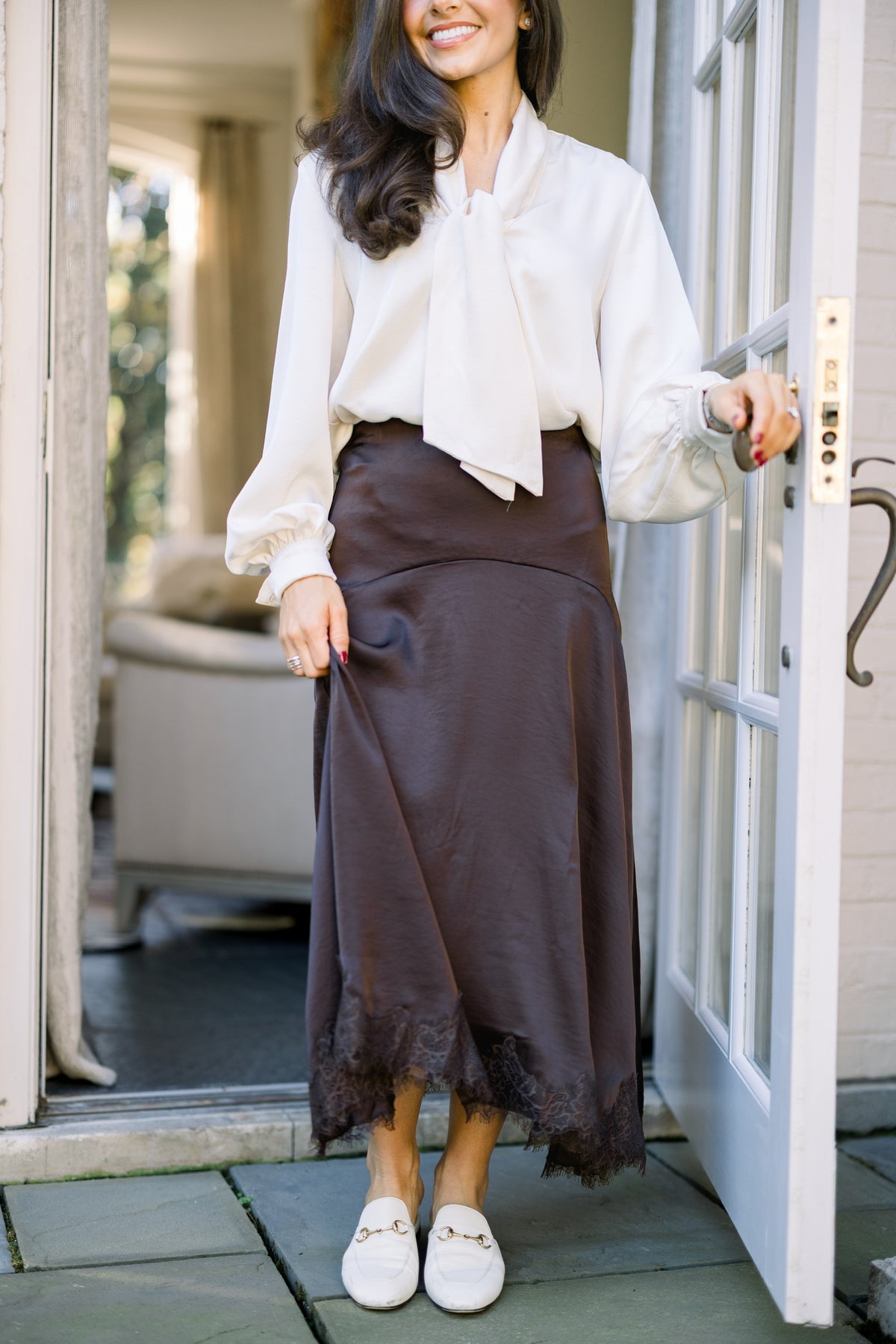 Blakely Lace Skirt - Brown